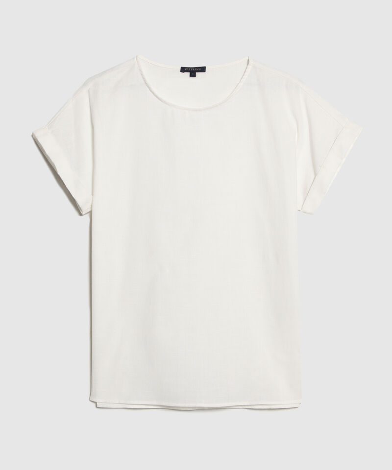 Blusa Manga Corta Con Guardapolvo En Lino Unicolor