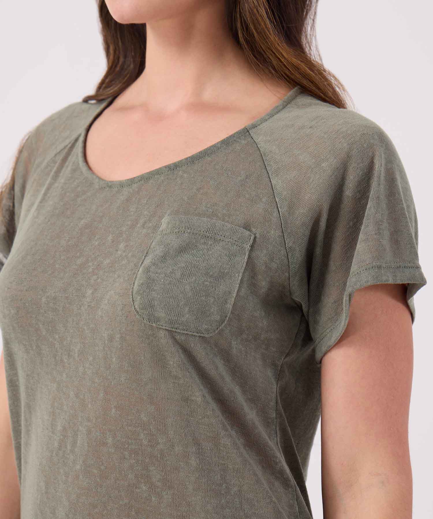 Camiseta Unicolor Con Bolsillo 