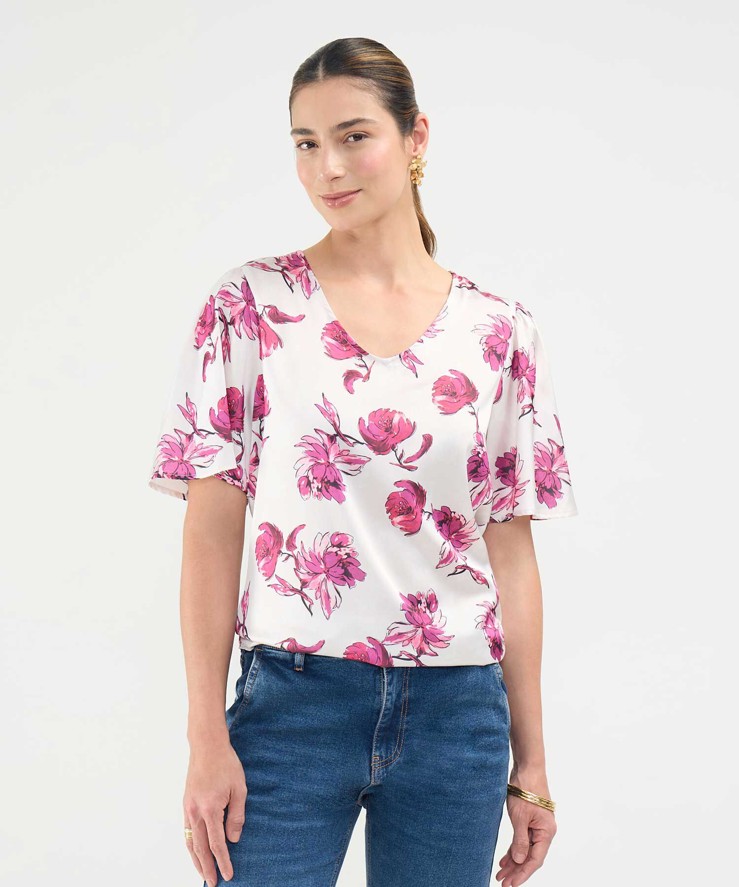 Blusa Estampada Escote en V