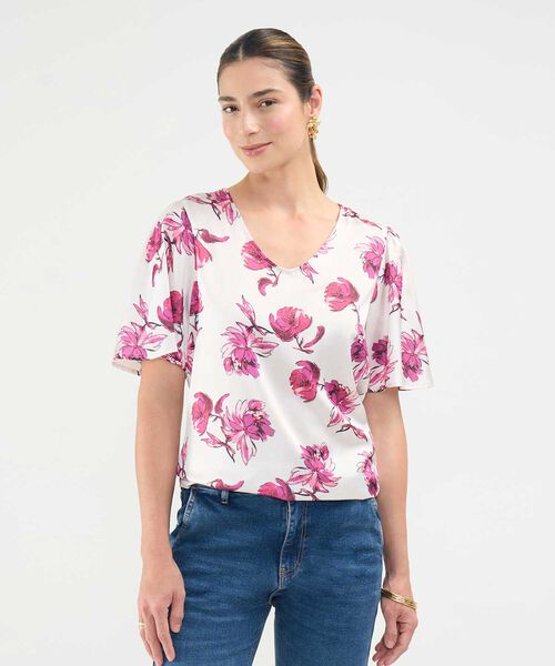 Blusa Estampada Escote en V image number null