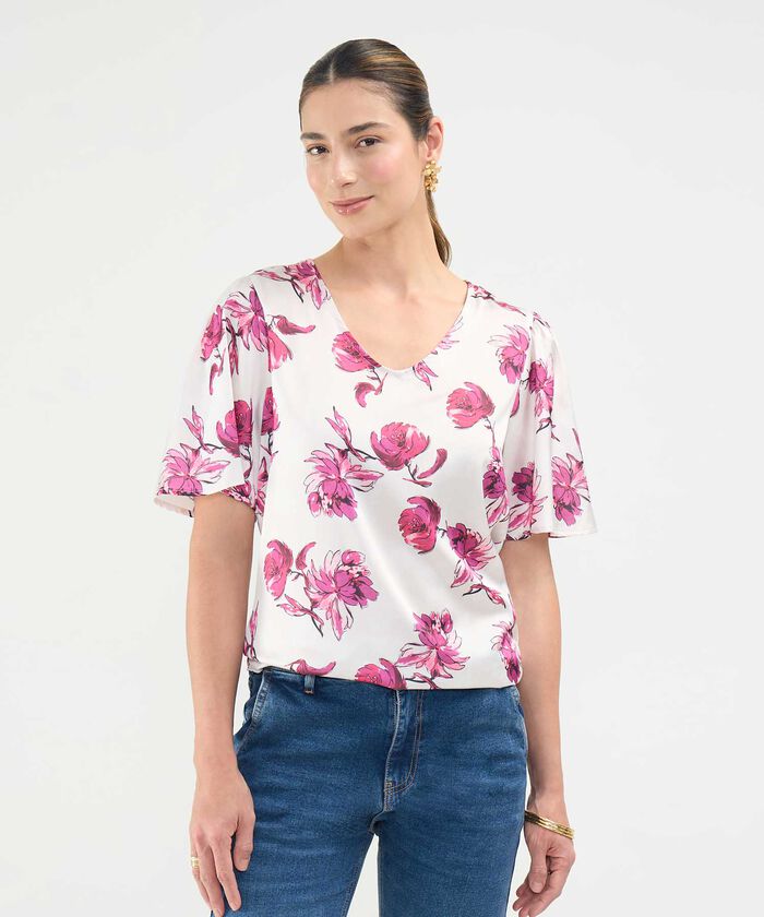 Blusa Estampada Escote en V