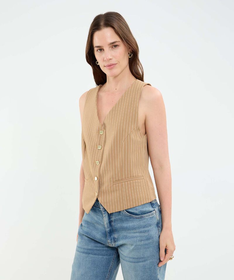 Chaleco estampado con botones martillados para mujer