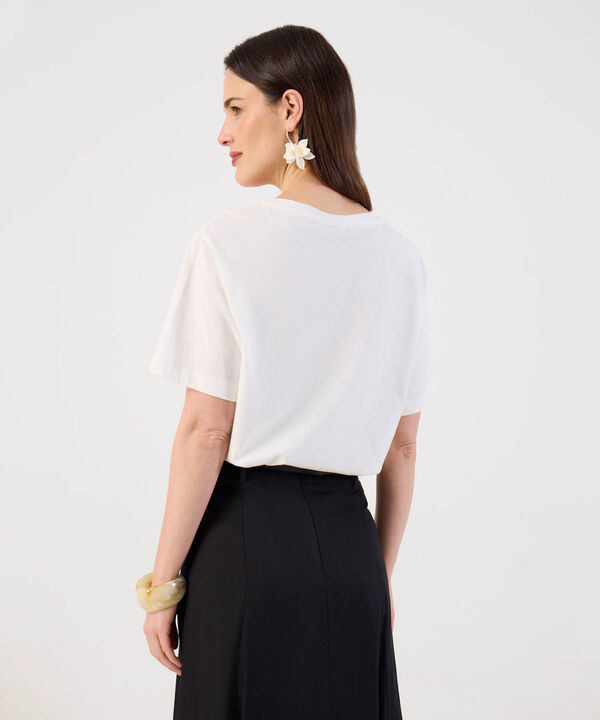 Camiseta Estampada Cuello Redondo Para Mujer