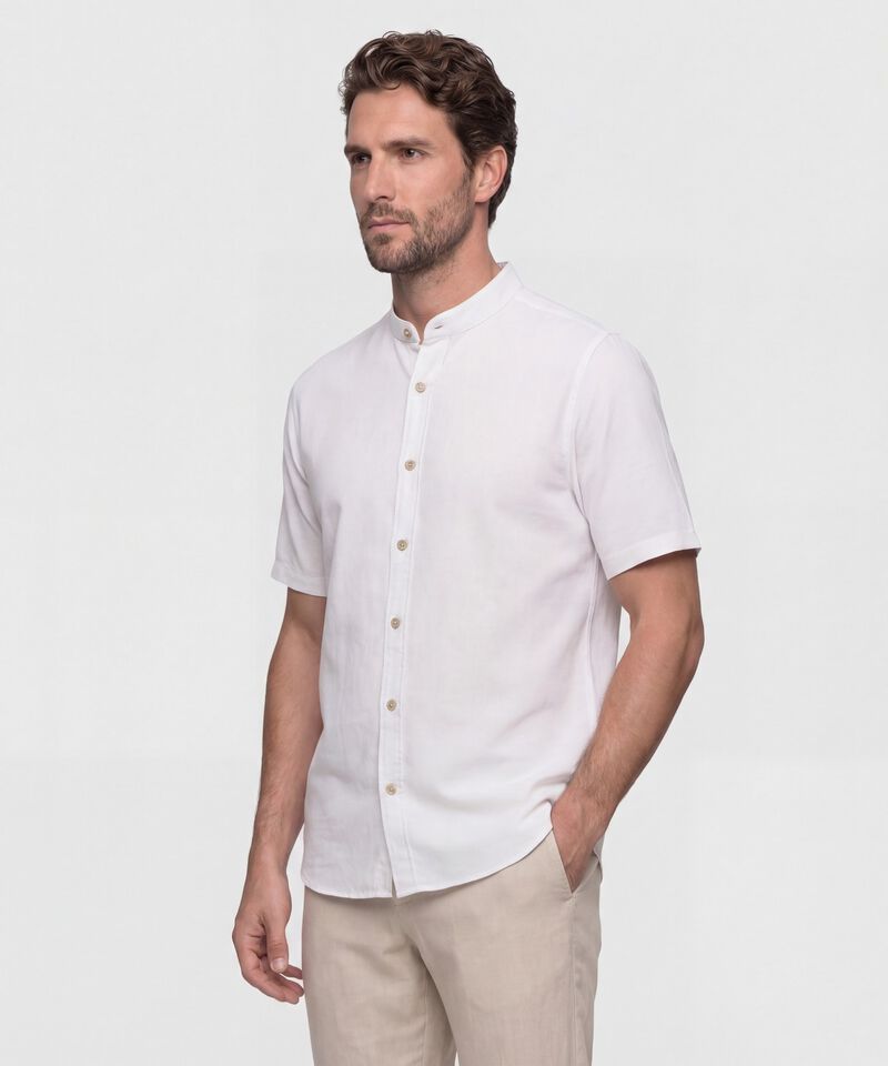 Camisa Hombre Manga Corta Cuello Mao