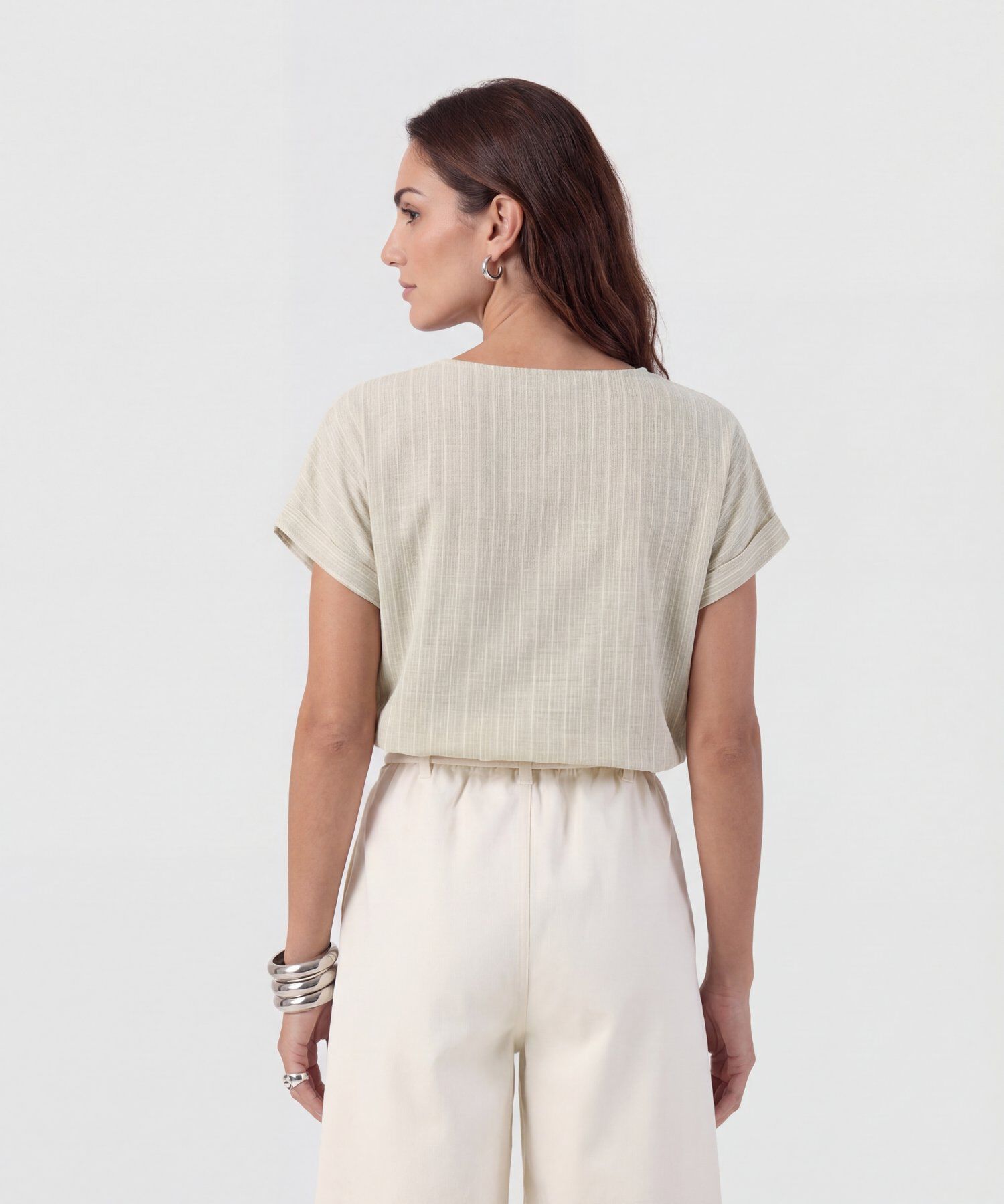 Blusa Texturizada De Manga Corta Para Mujer
