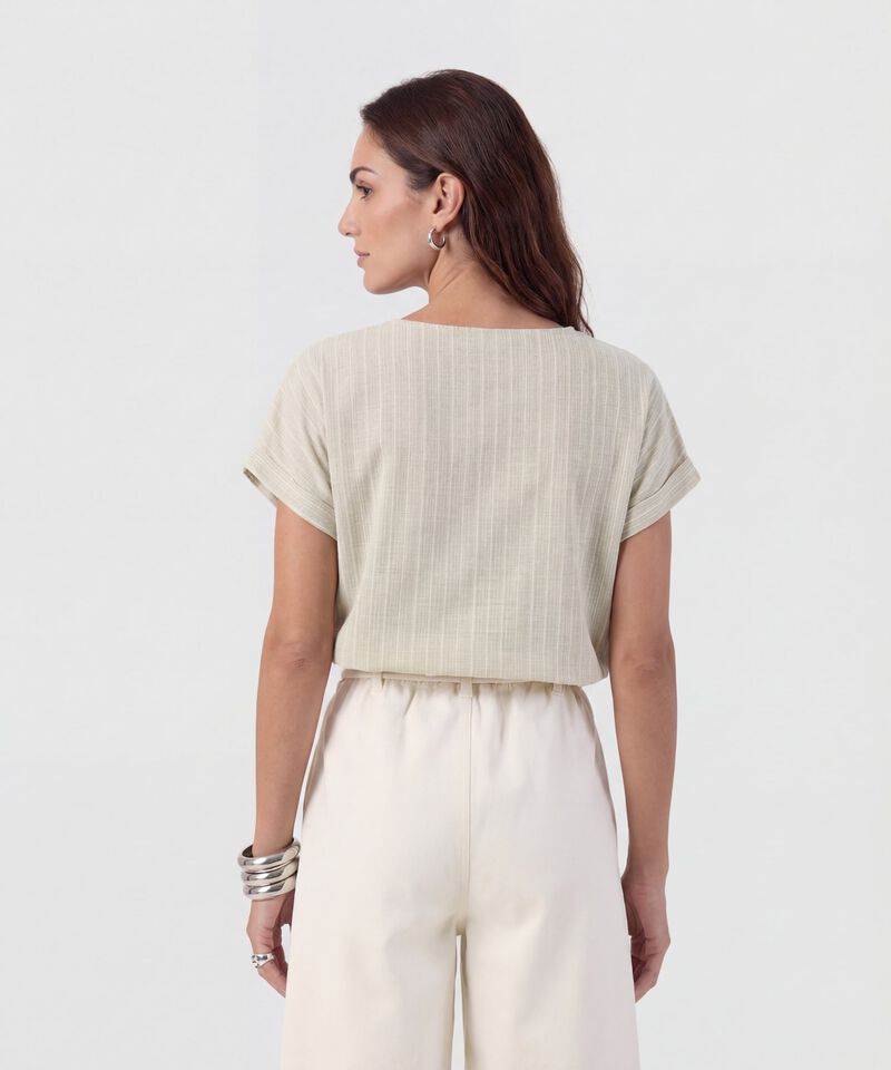Blusa Texturizada De Manga Corta Para Mujer