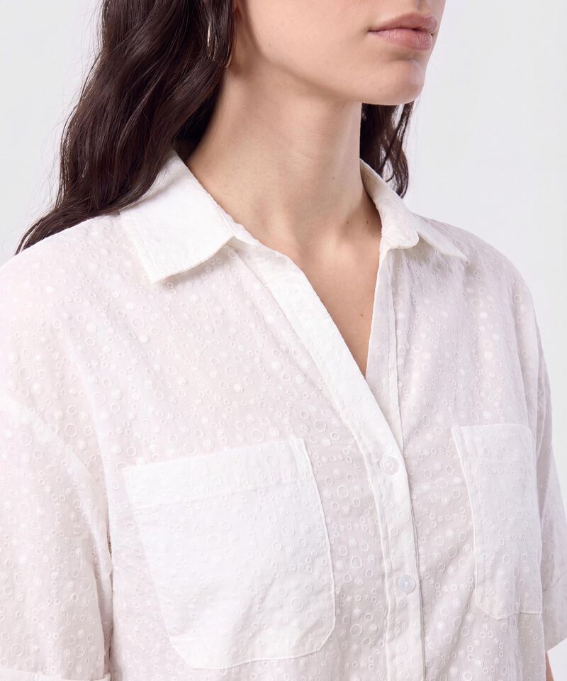 Camisa Manga Corta Con Bolsillo Mujer