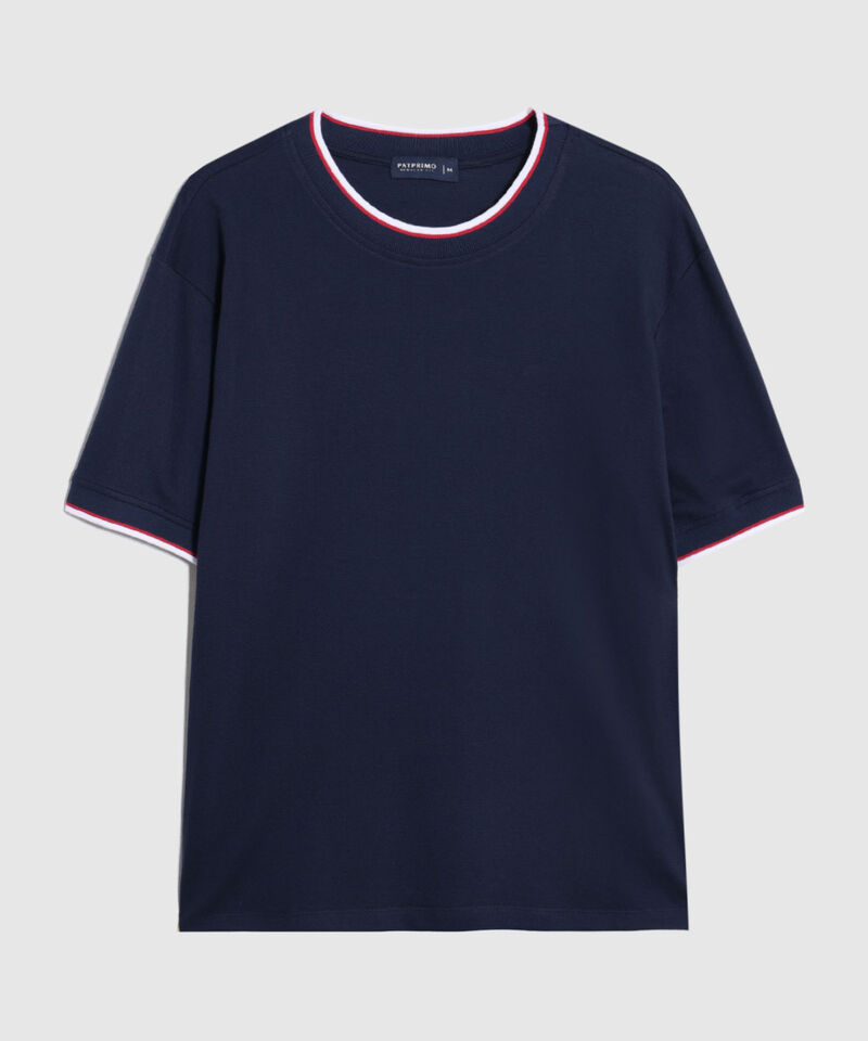 Camiseta Cuello Redondo Contrastado Hombre