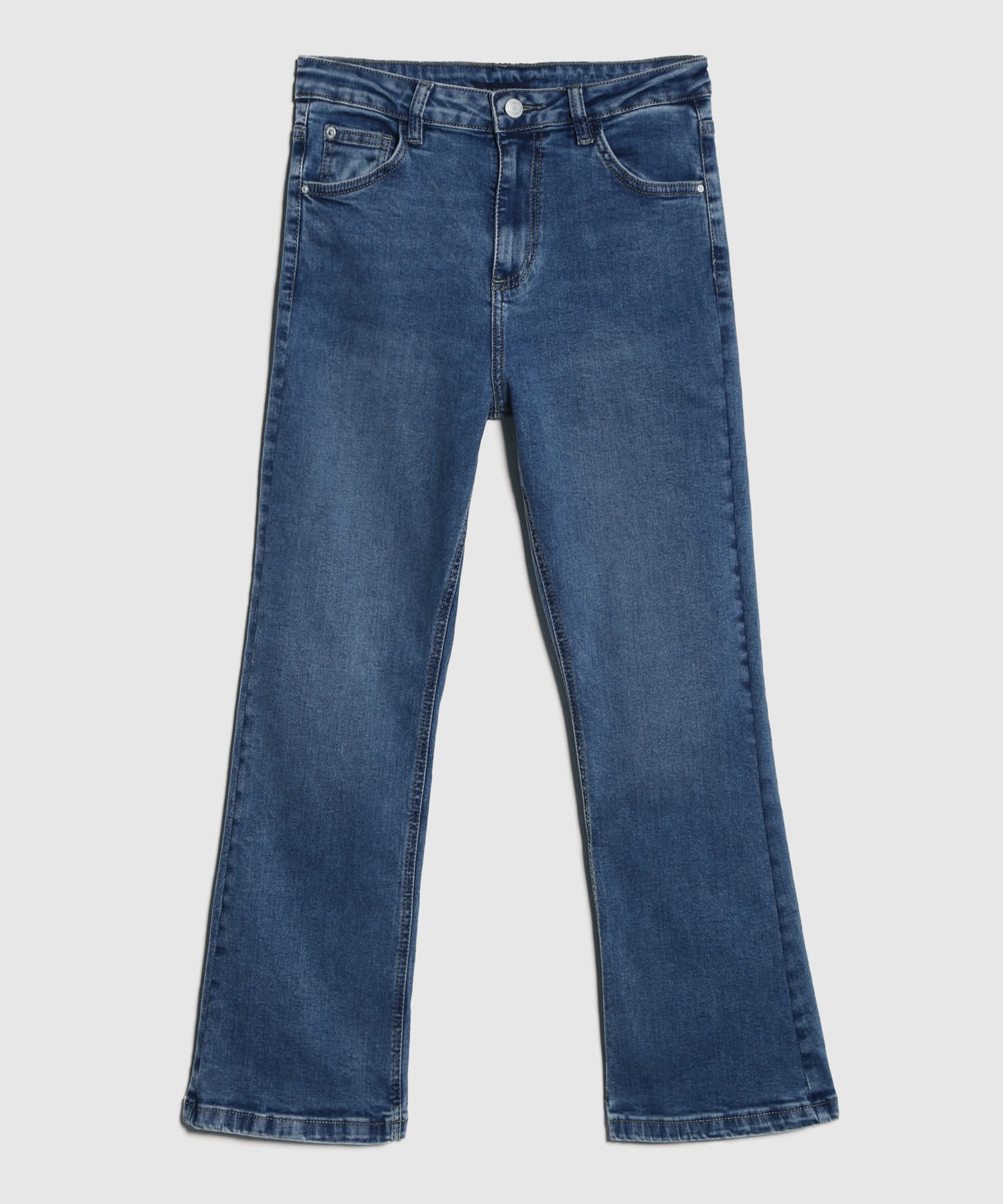 Jean Cropped Flare Tono Medio