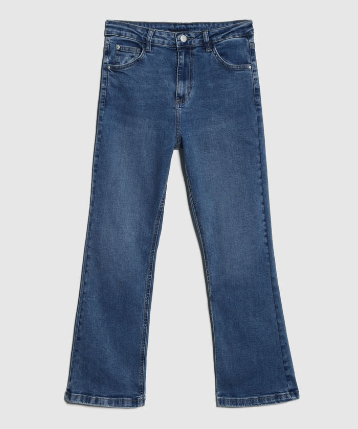 Jean Cropped Flare Tono Medio