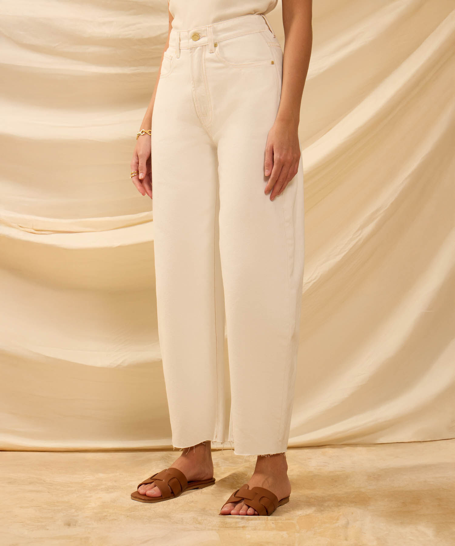 Jeans Barrel Tiro Alto Deshilachado Para Mujer