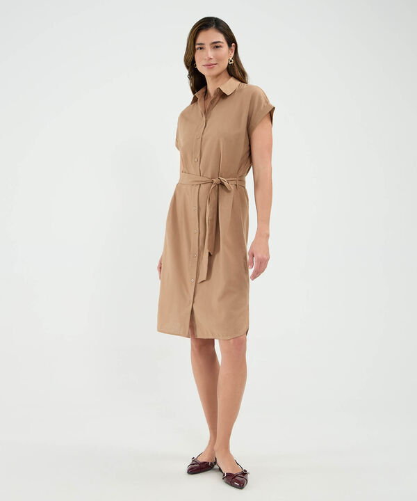 Vestido Camisero en Efecto Lino image number null