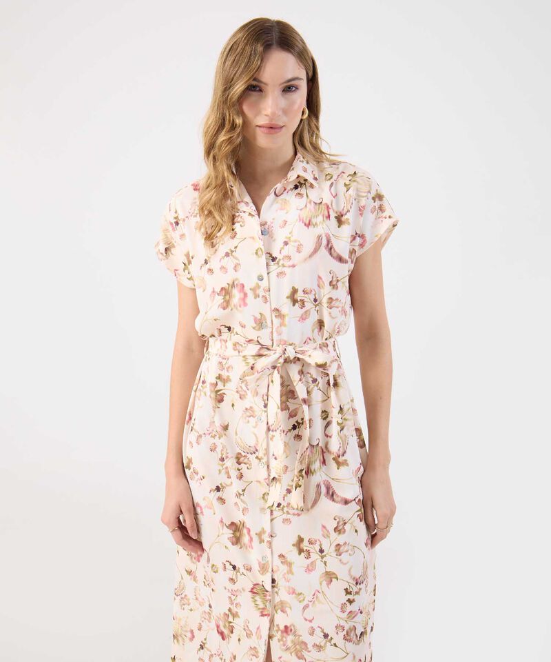 Vestido Camisero Estampado Mujer Con Cintur&oacute;n