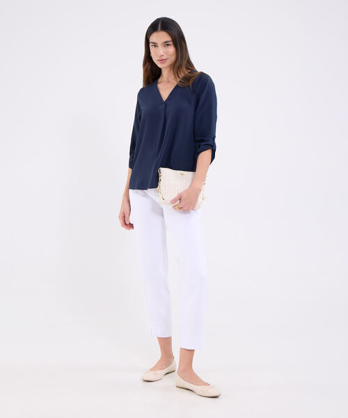 Blusa manga 3/4 unicolor para mujer image number null