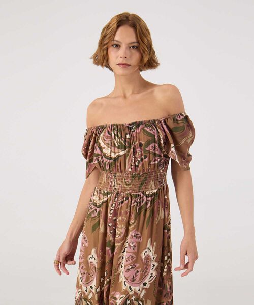 Vestido estampado manga corta  image number null