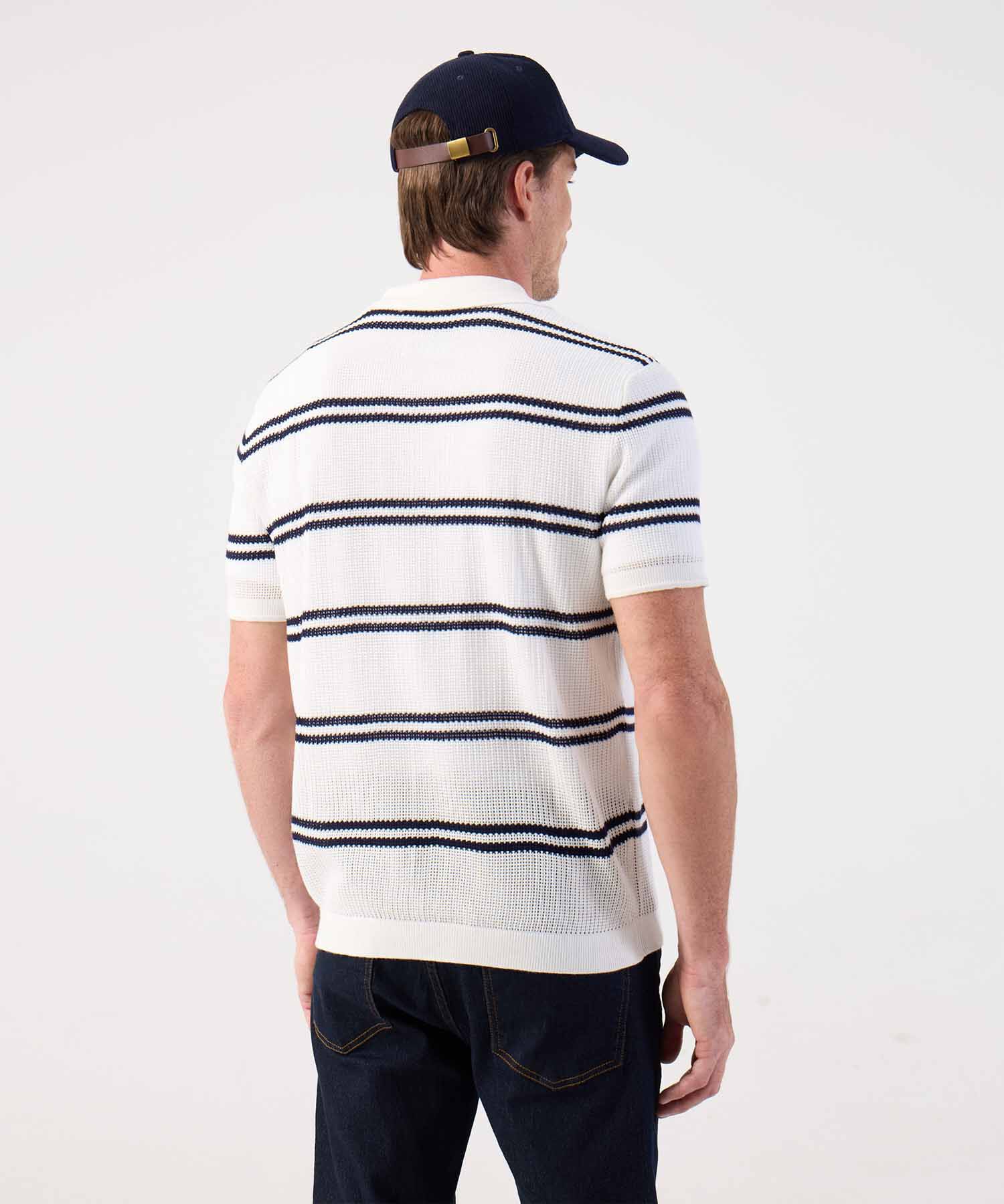 Polo de Punto Abierto para Hombre con Rayas