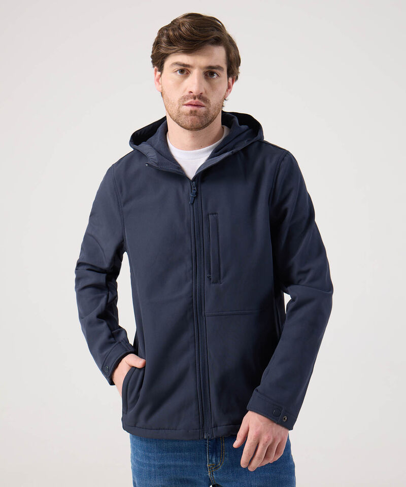 Chaqueta unicolor con bolsillo en frente 