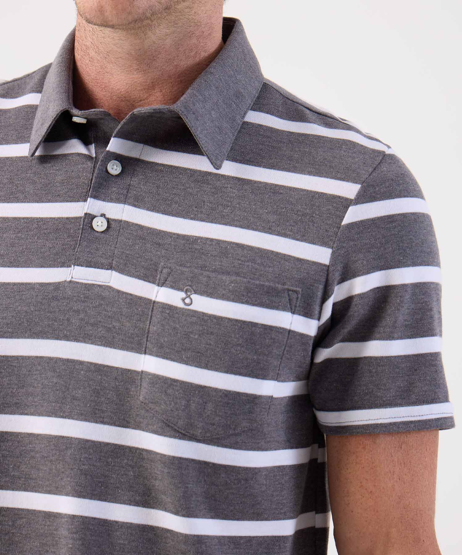 Polo a Rayas Cl&aacute;sico con Bolsillo Para Hombre