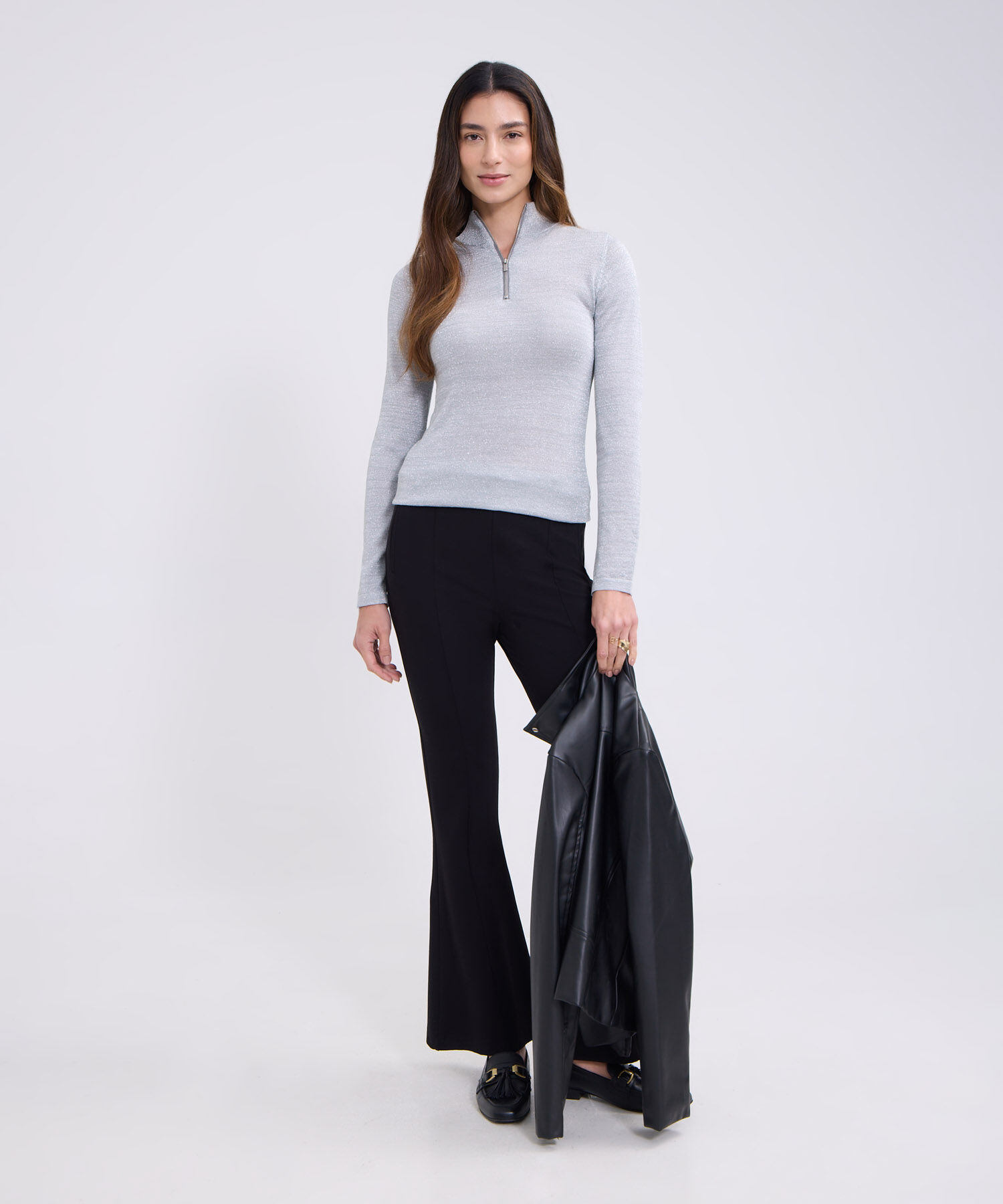 Saco cuello alto, manga larga para mujer