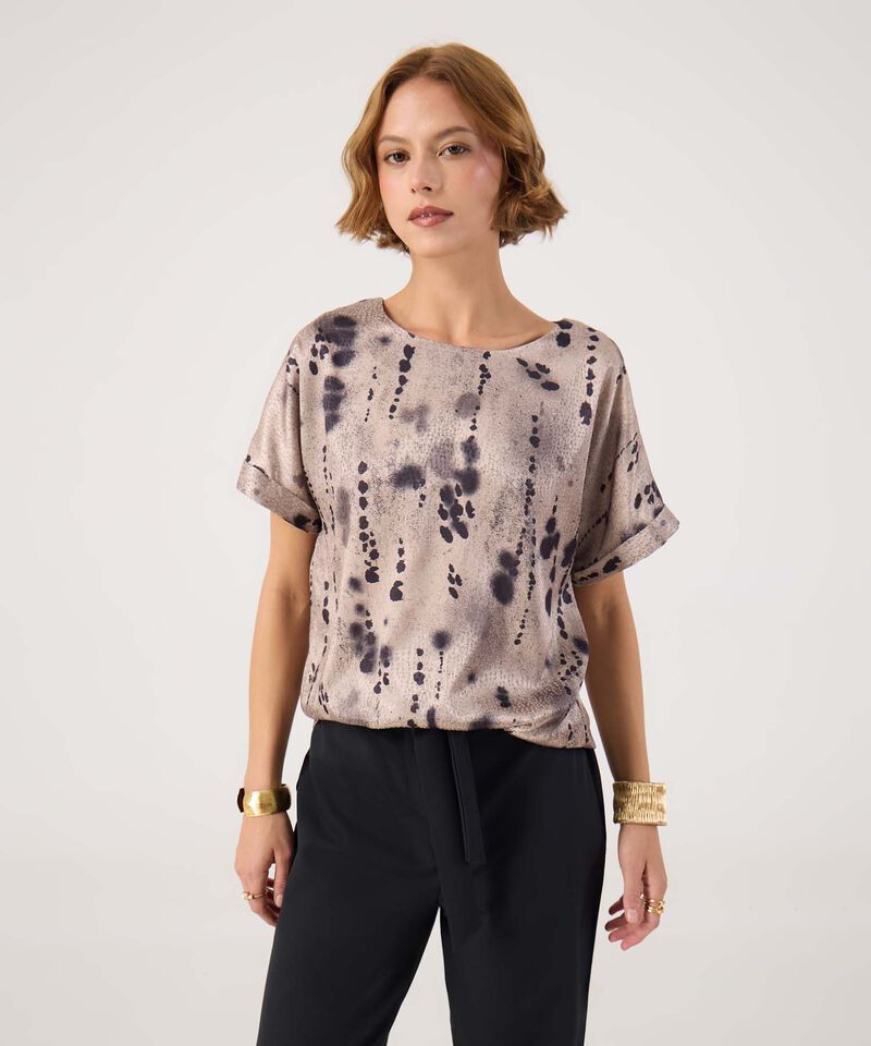 Blusa satinada manga corta 