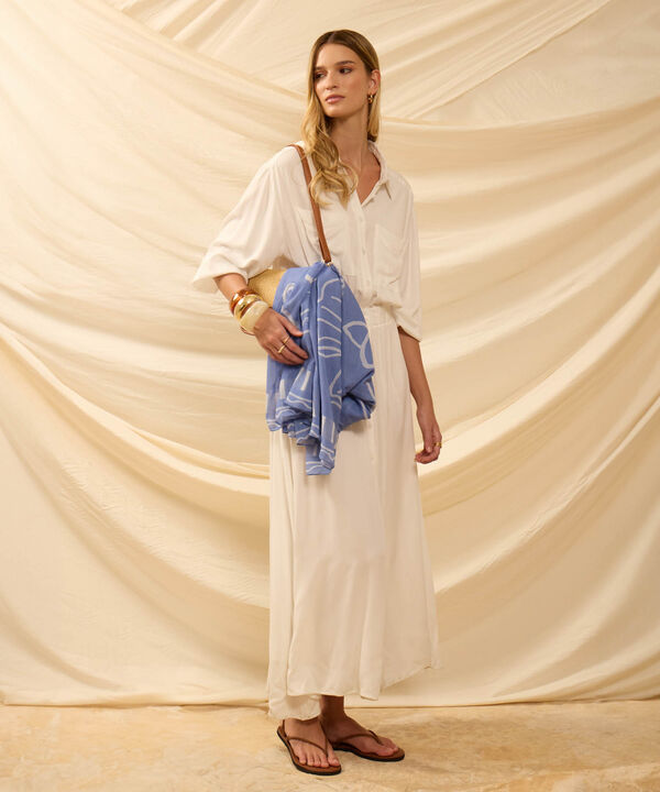 Vestido Largo Camisero Con Bolsillos Mujer