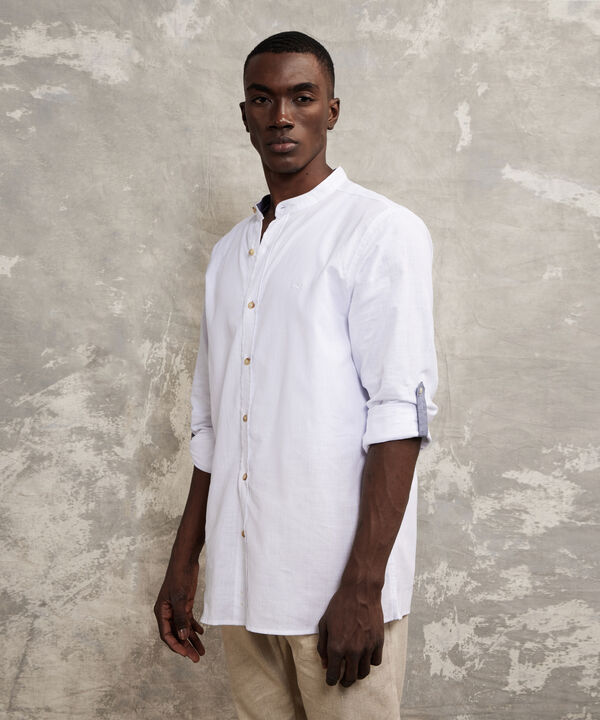 Camisa Manga Larga Cuello Mao Unicolor image number null