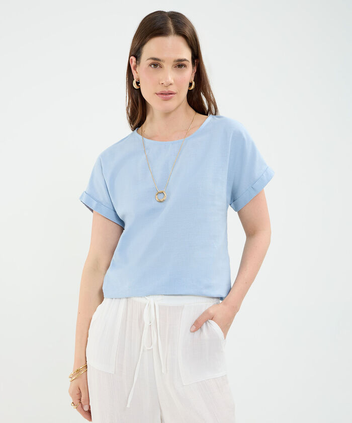Blusa con Doblez en Efecto Lino