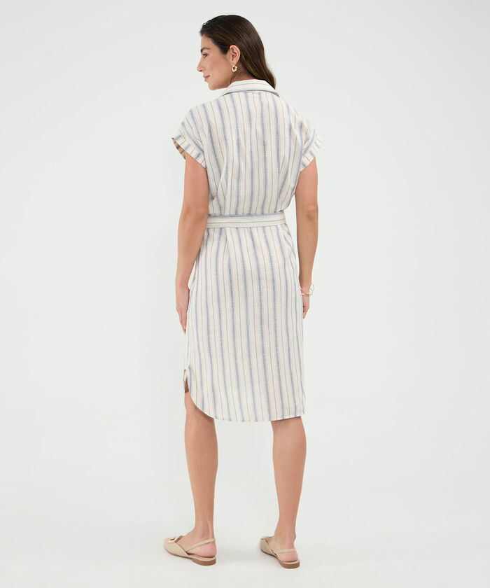 Vestido a Rayas en Efecto Lino