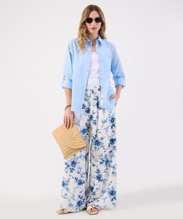 Pantal&oacute;n Fluido Estampado Floral Ancho