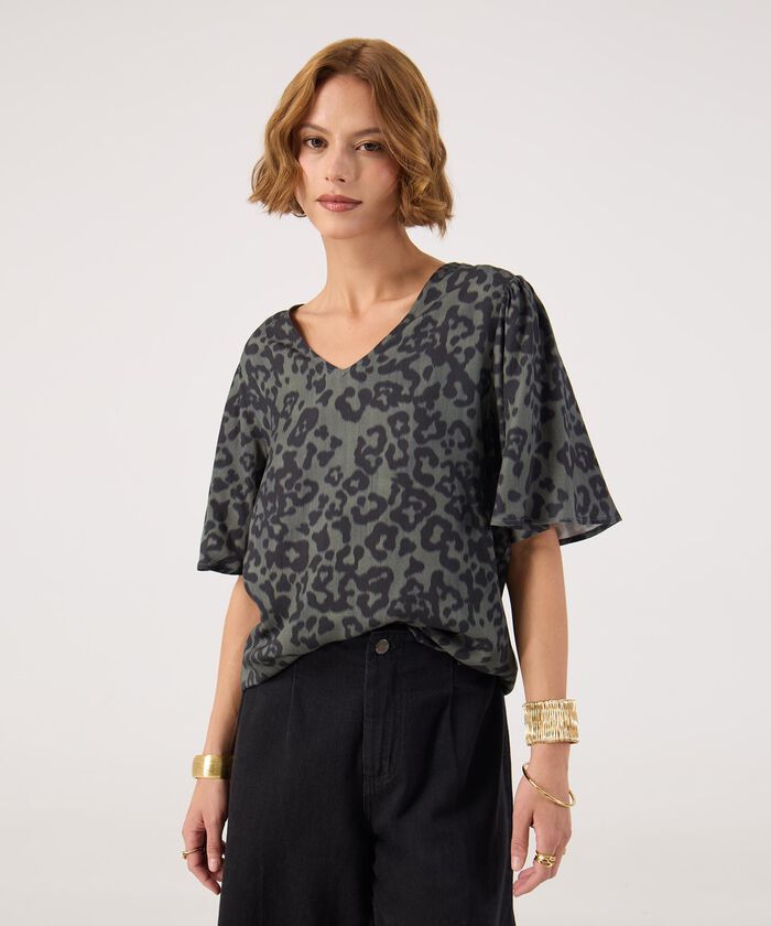 Blusa estampada manga corta 