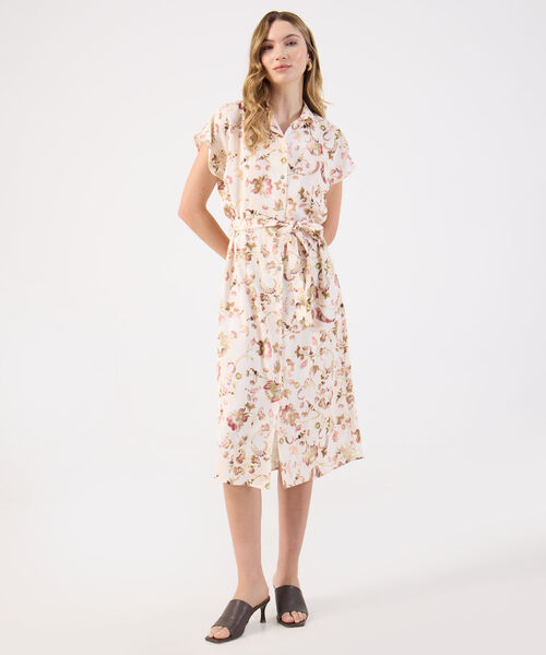 Vestido Camisero Estampado Mujer Con Cintur&oacute;n image number null