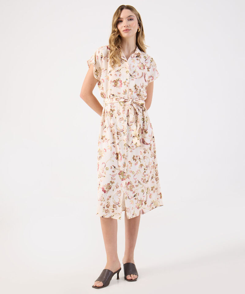Vestido Camisero Estampado Mujer Con Cintur&oacute;n