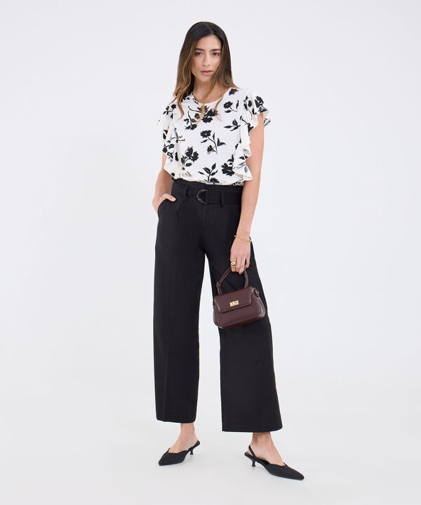 Blusa Estampada Y Manga Con Boleros