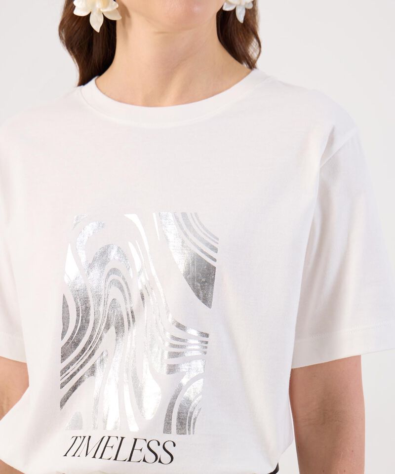 Camiseta Estampada Cuello Redondo Para Mujer