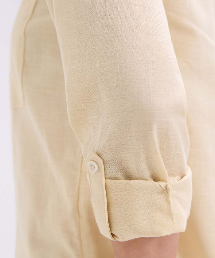 Blusa manga larga unicolor para mujer