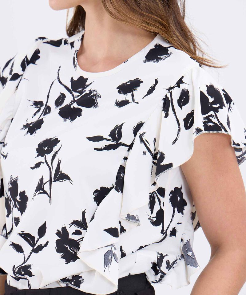 Blusa Estampada Y Manga Con Boleros