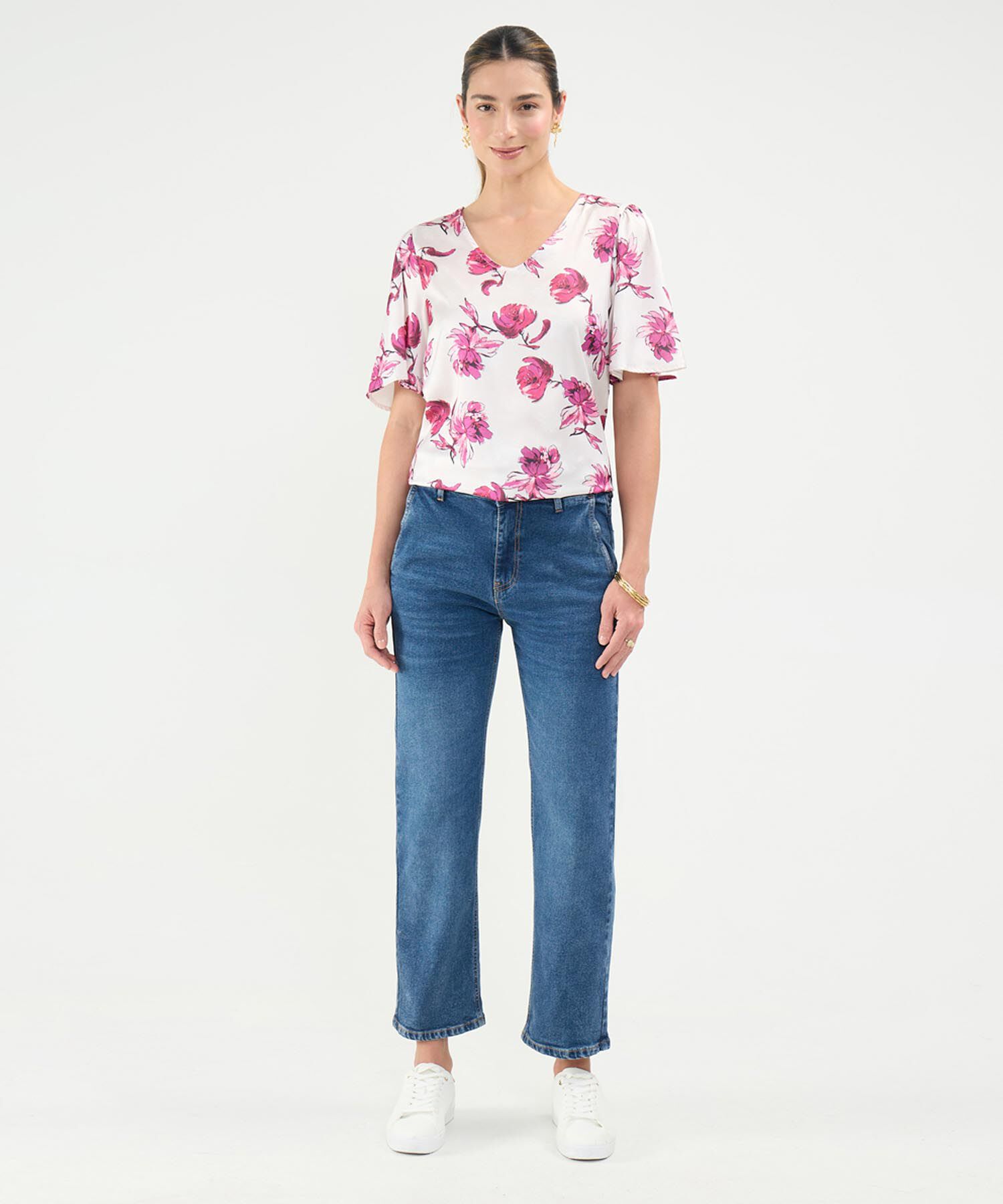 Jeans Straight Tono Medio