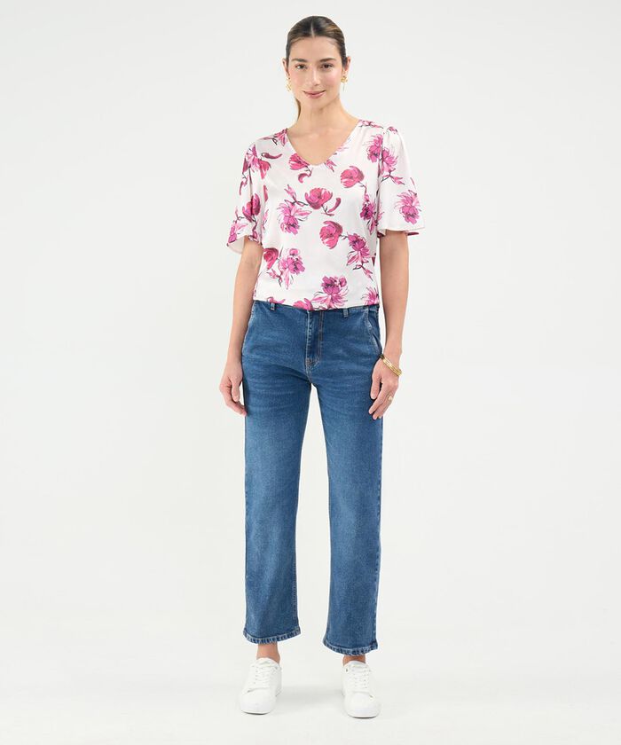 Jeans Straight Tono Medio