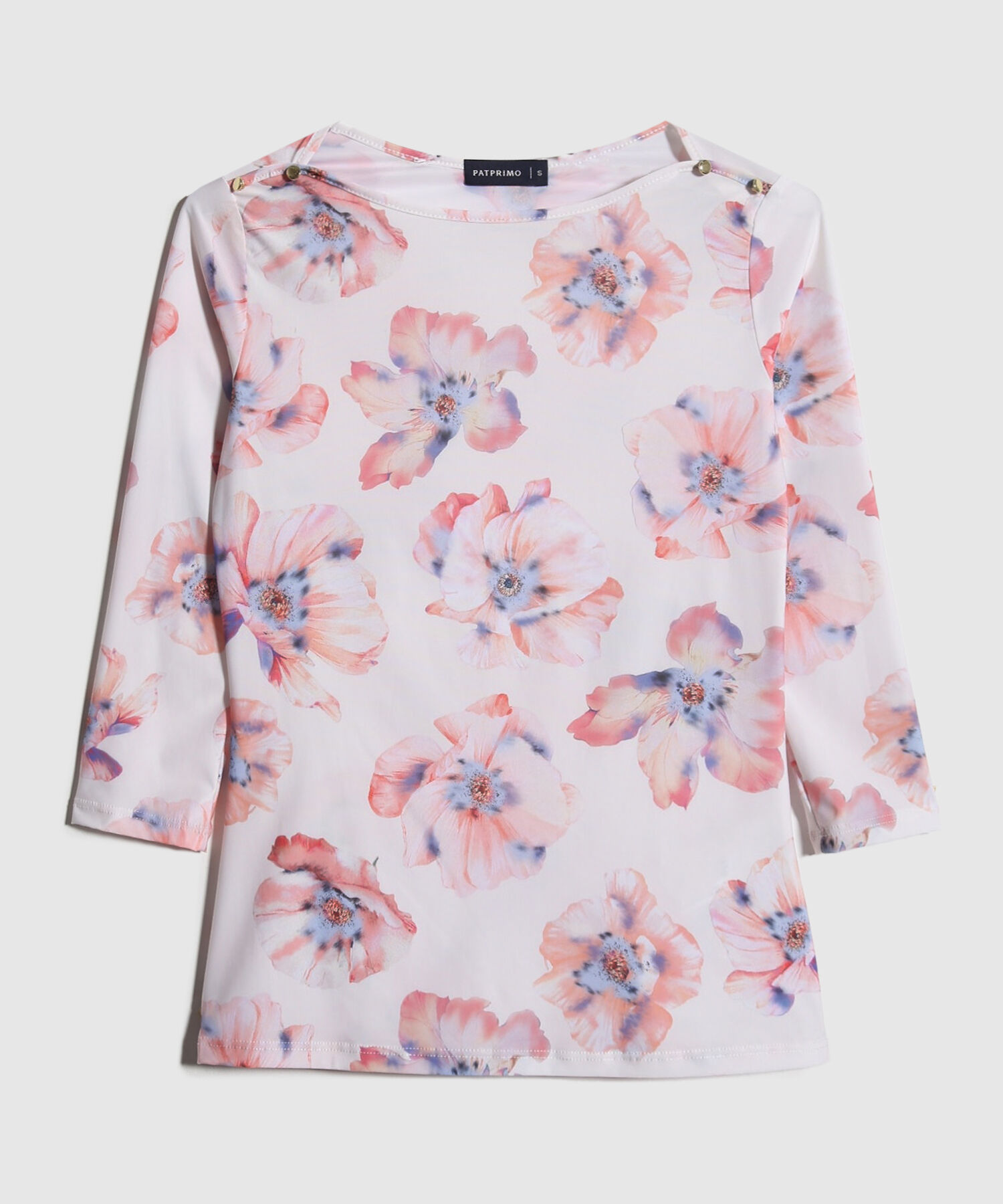 Camiseta Manga 3/4 Con Botones En Hombro