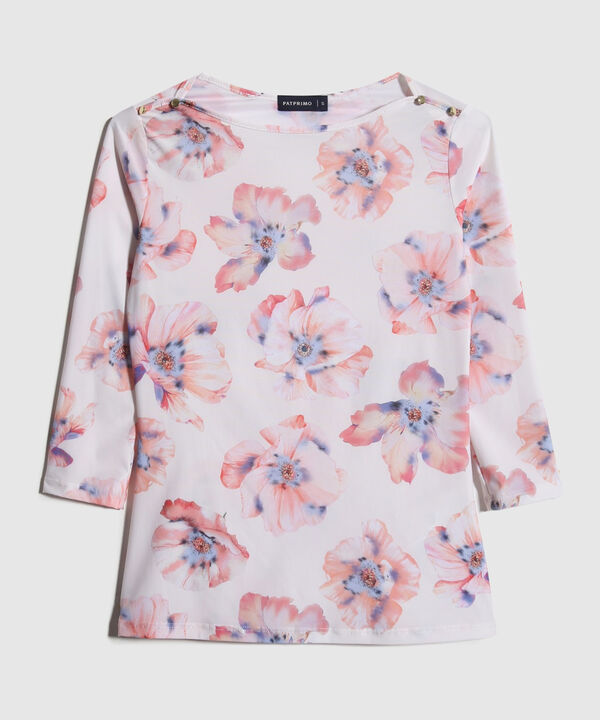 Camiseta Manga 3/4 Con Botones En Hombro