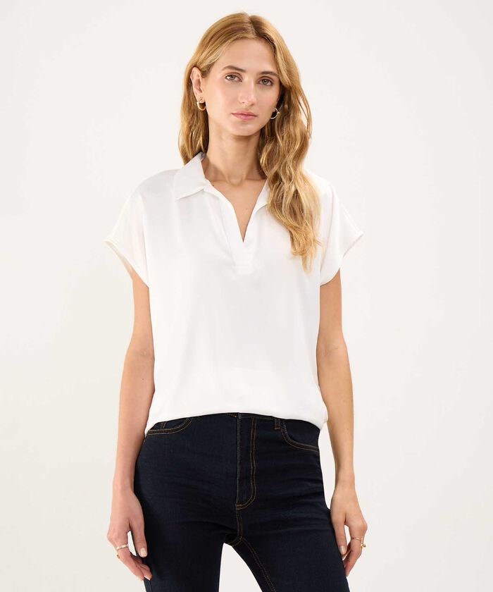 Blusa Satinada Escote en V