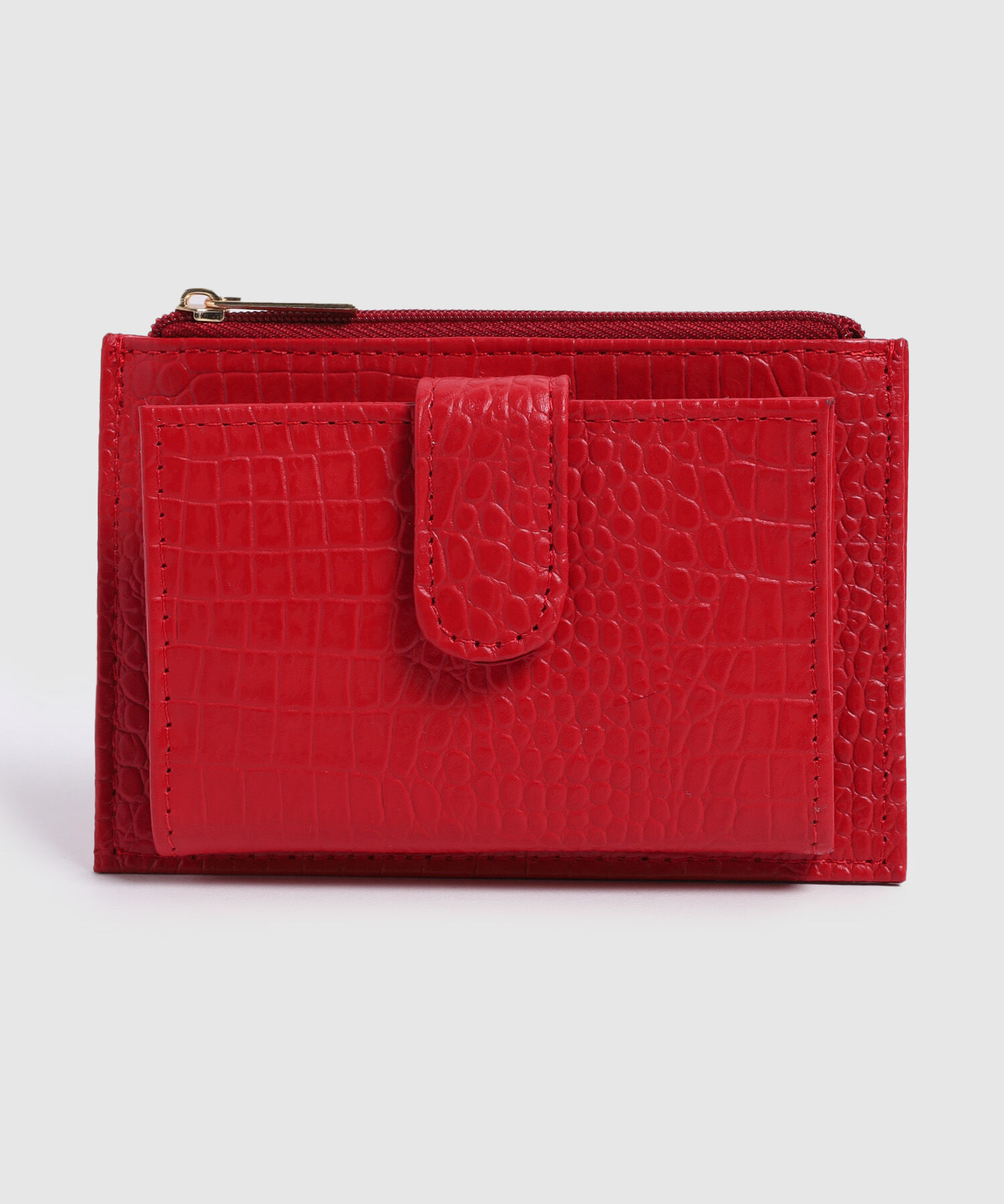 Billetera Compacta Textura Reptil Para Mujer