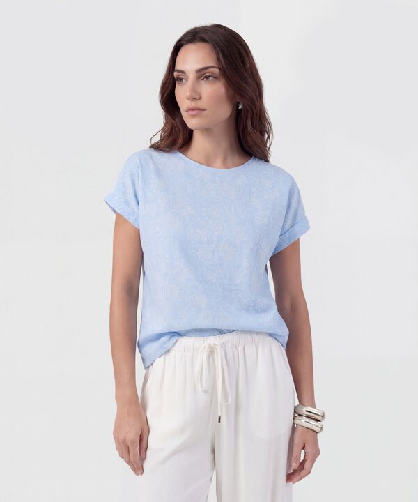 Blusa De Corte Lineal Y Manga Doblada image number null