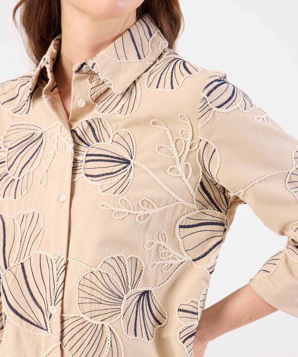 Blusa Camisera con Bordado Floral para Mujer