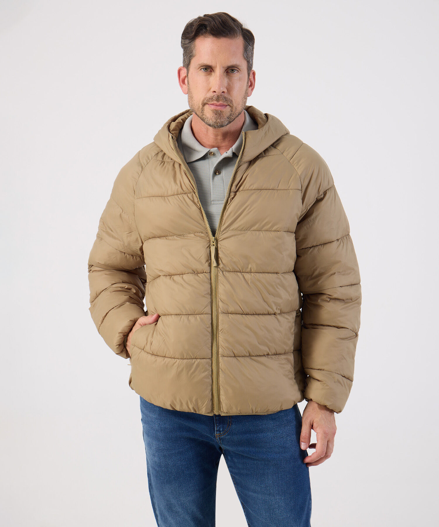Chaqueta Acolchada Con Capota Para Hombre