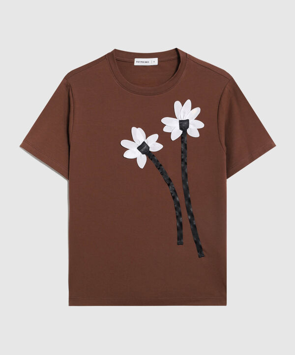 Camiseta con Apliques de Flores Para Mujer image number null