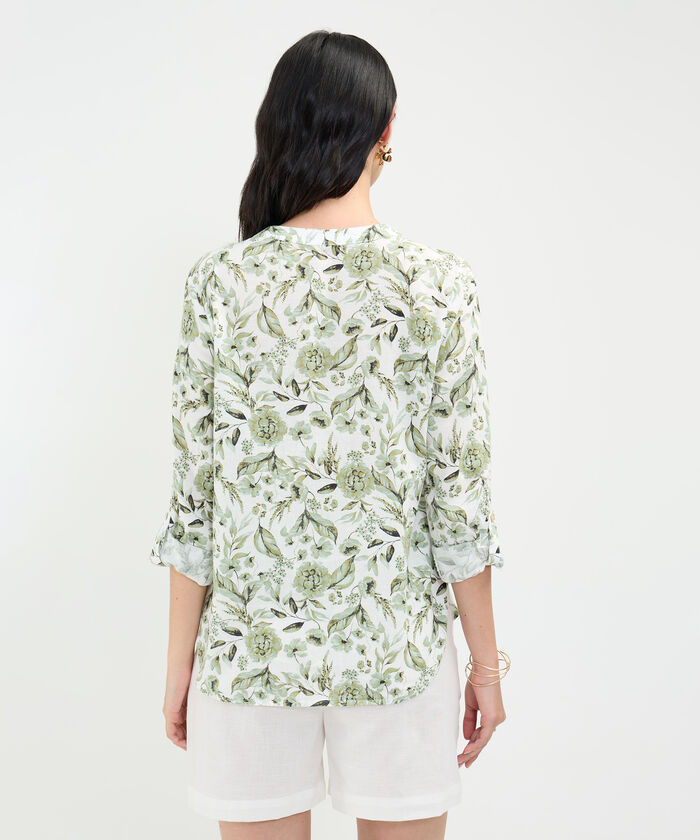 Blusa Estampada en Efecto Lino