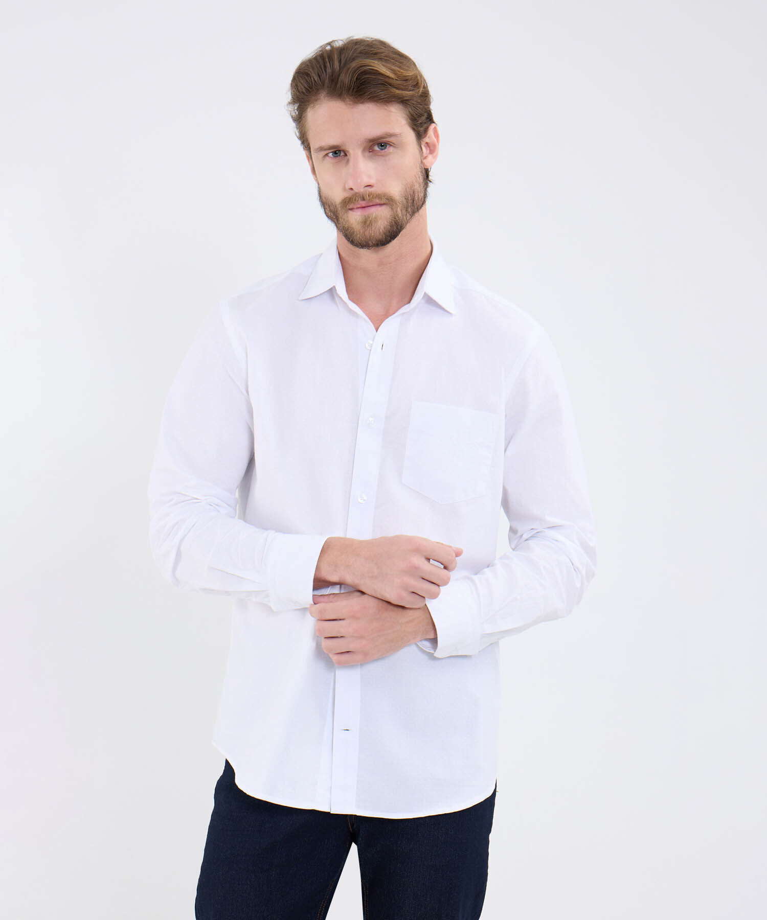 Camisa Unicolor Con Bolsillo