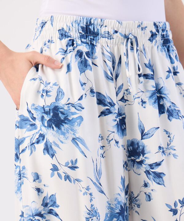 Pantal&oacute;n Fluido Estampado Floral Ancho