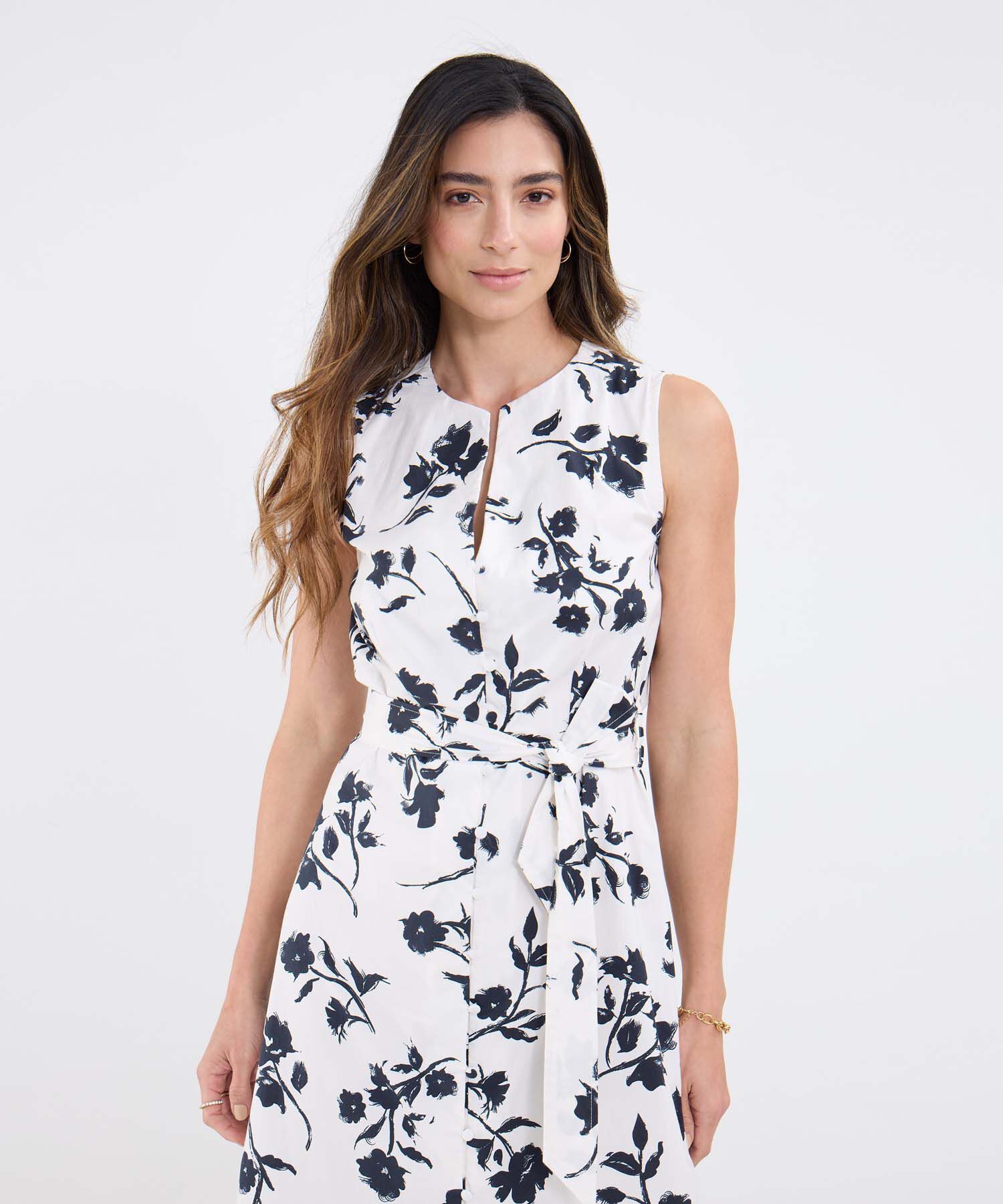 Vestido Estampado Con Cinturon